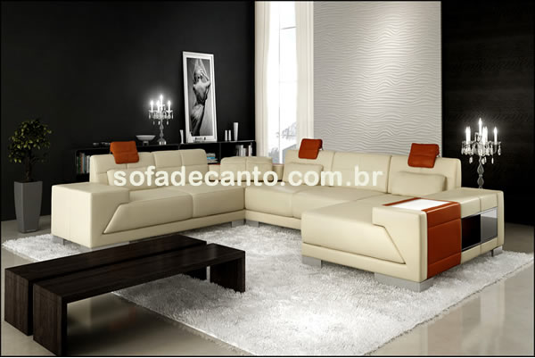 sofás de canto grande com chaise