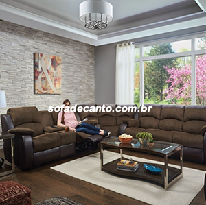 sofá em l reclinável super confortável para sala de tv