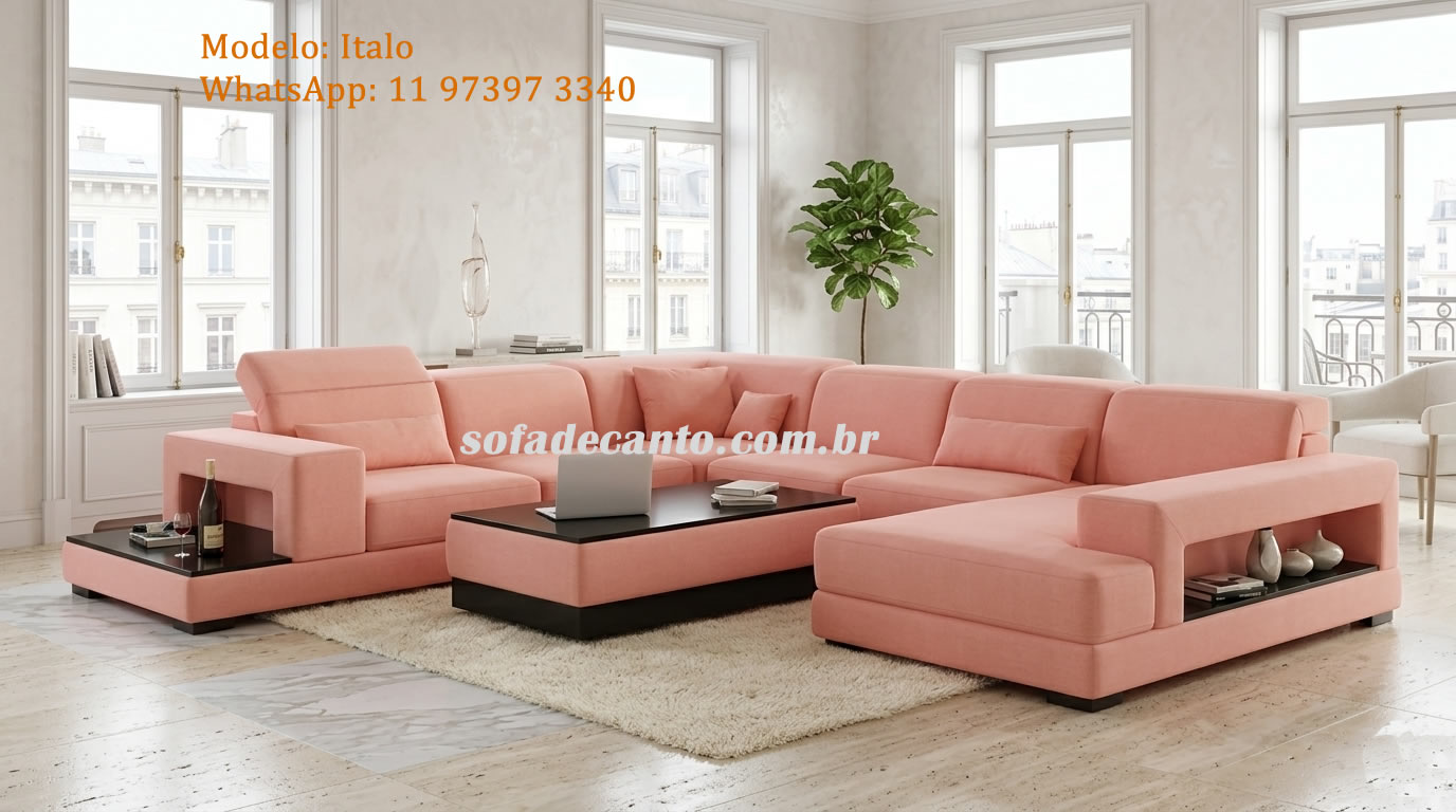 Estofado em L para sala e apartamento