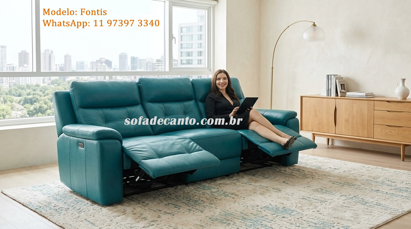 Sofá confortável de 3 lugares reclinável