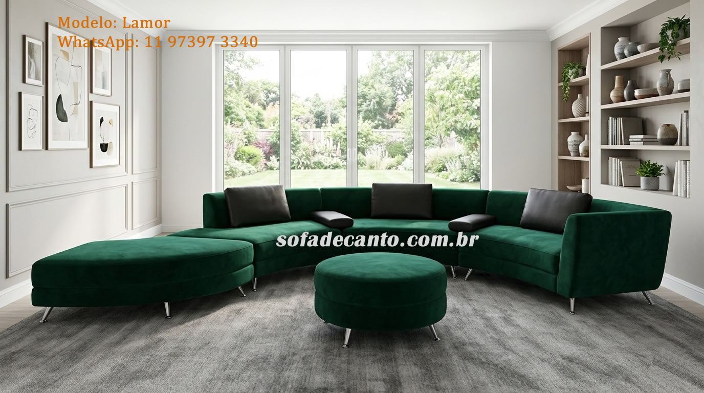 Sofá curvo sob medida em ambiente moderno