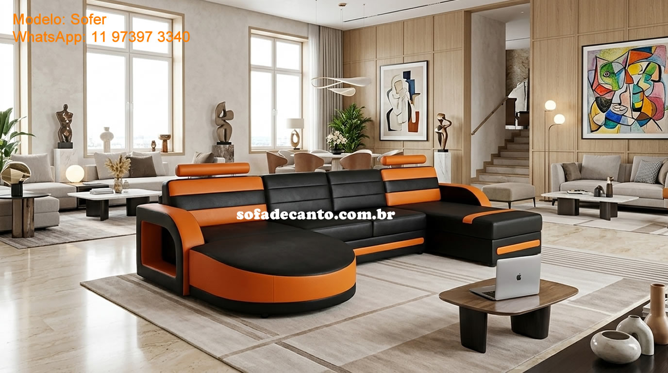 Sofá em U pequeno e modular