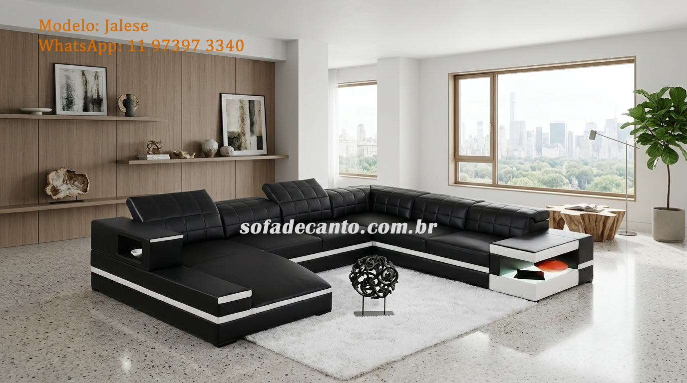 Sofá modular que forma composição em U