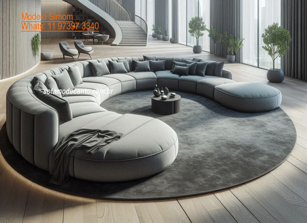 Sofá curvo confortável - Sala Linda e Elegante