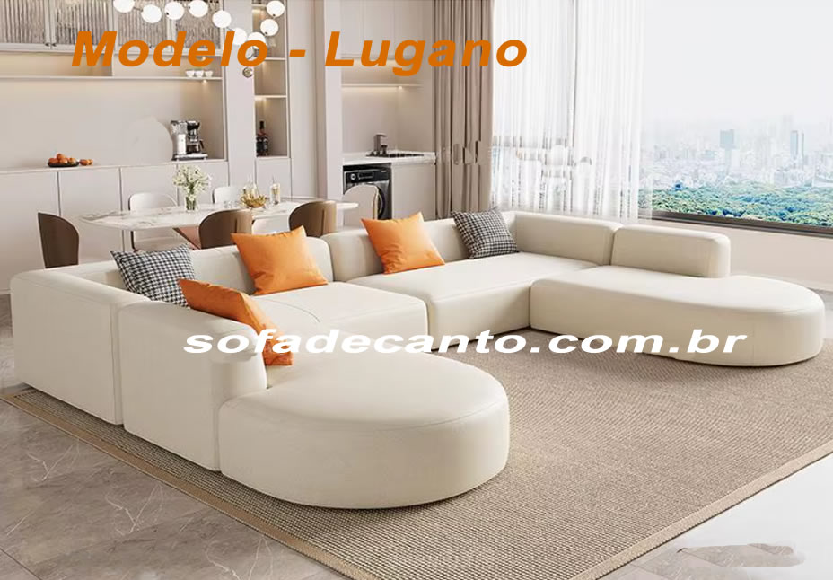 Sofá em Suede Bege - Chique e Opurtuno