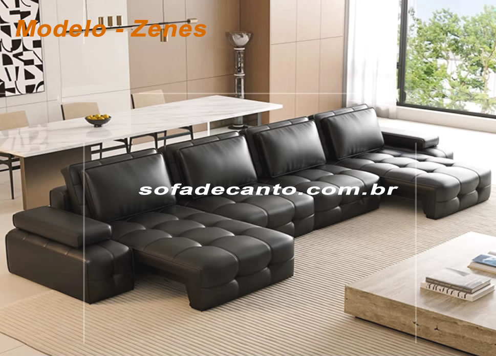 Sofá em U de couro - Legítimo e Belíssimo